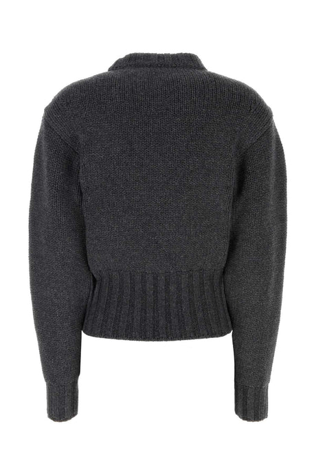 ALEXANDER MCQUEEN Melange Dark Grey Stretch Knit Sweater for Women