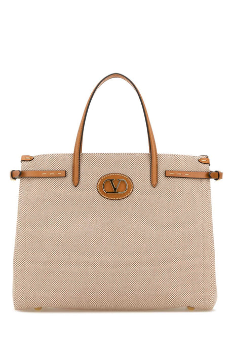 VALENTINO GARAVANI Two-tone Canvas Antibes Shopping Handbag - 34 cm x 28 cm x 17 cm