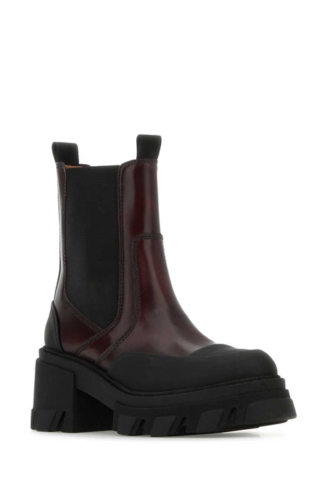 GANNI Two-Tone Leather and Rubber Ankle Boots with 7.5 cm Heel