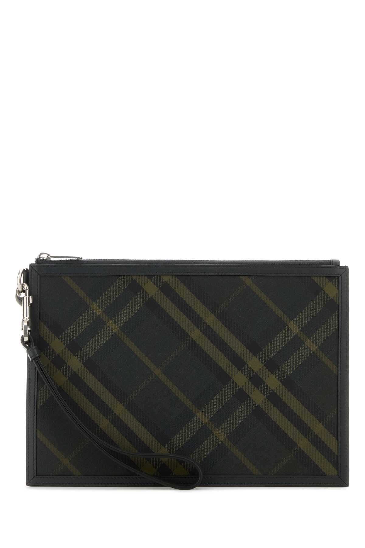 BURBERRY Embroidered Canvas Clutch Bag - 30cm x 20.5cm