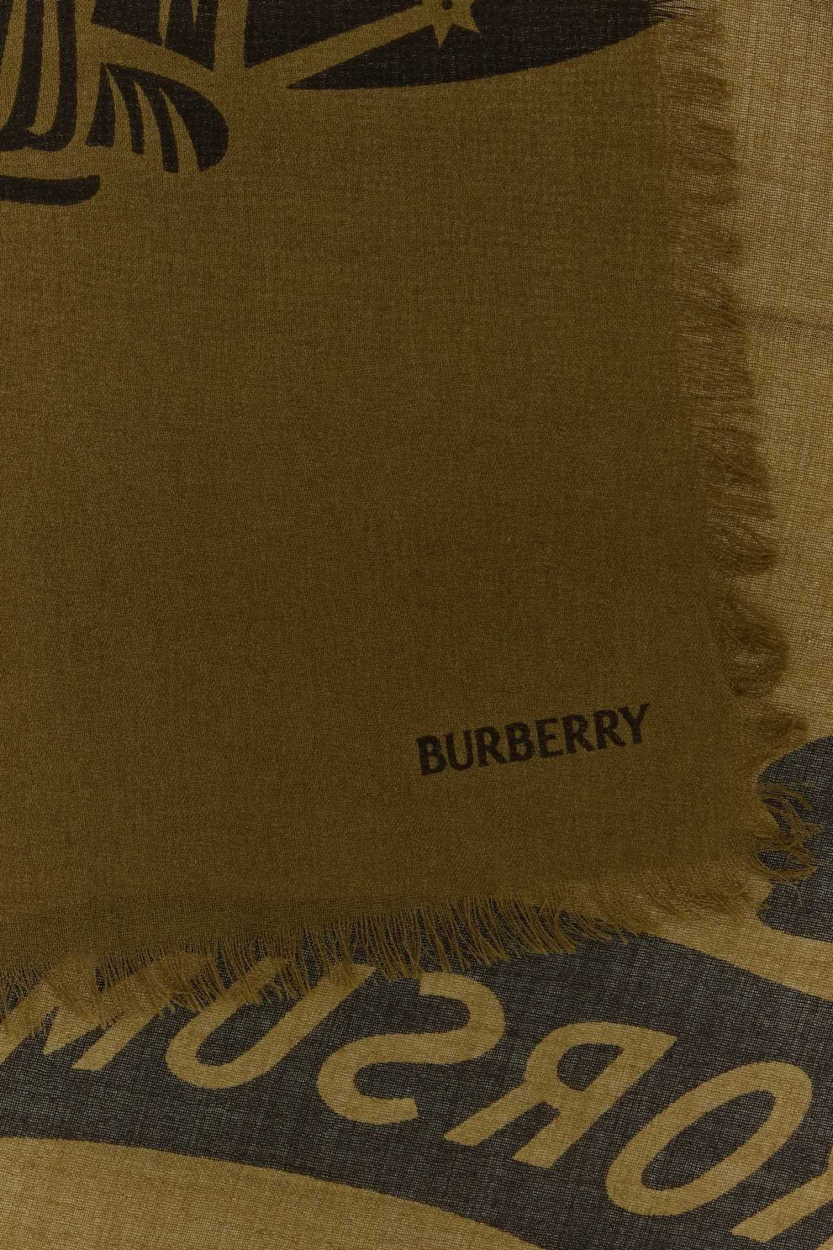 BURBERRY Embroidered Wool Scarf - 200 cm x 70 cm