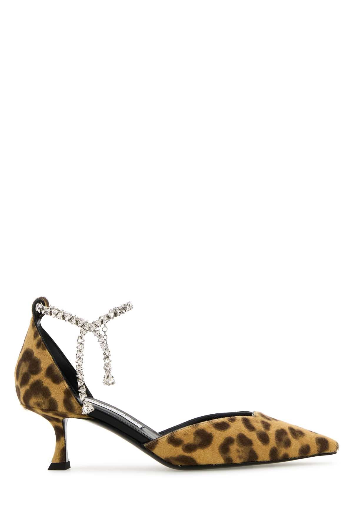 JIMMY CHOO Animal Print 100% Leather Hair Pump with 5 cm Heel