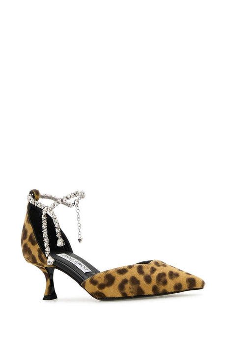 JIMMY CHOO Animal Print 100% Leather Hair Pump with 5 cm Heel