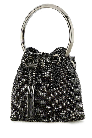 JIMMY CHOO Embellished Mini Fabric Micro Bucket Handbag