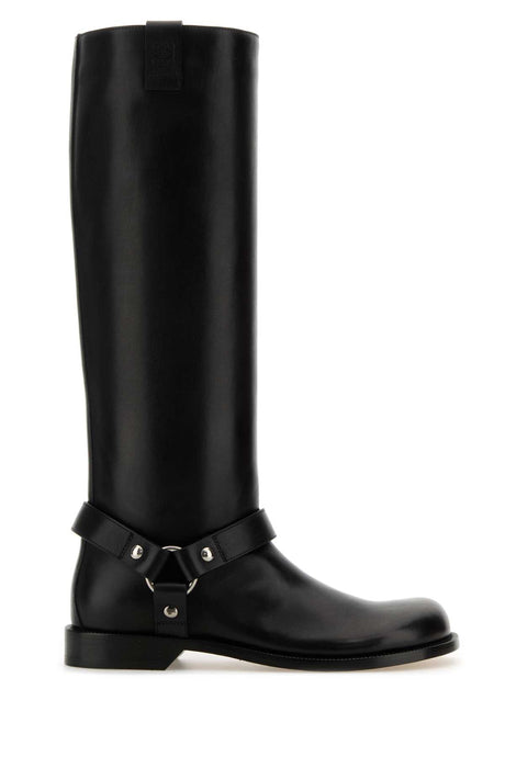 LOEWE Black Leather Campo Biker Boots for Women