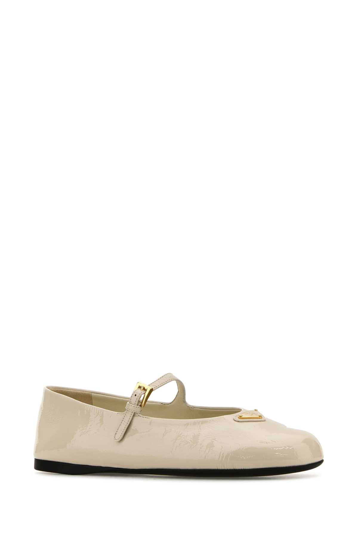 PRADA Ivory Leather Ballerina Flats for Women