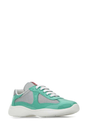 PRADA Women's Multicolored Leather and Fabric America Cup Sneaker - Size 8