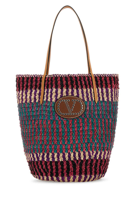 VALENTINO GARAVANI Raffia VLogo Signature Shopping Handbag - 23x34x21 cm