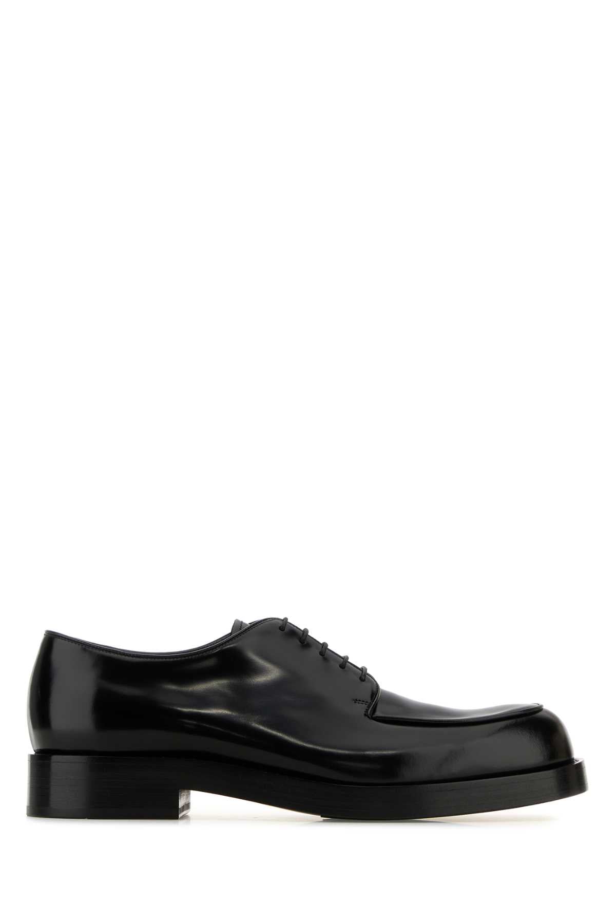 PRADA Elegant Black Leather Lace-Up Shoes for Men