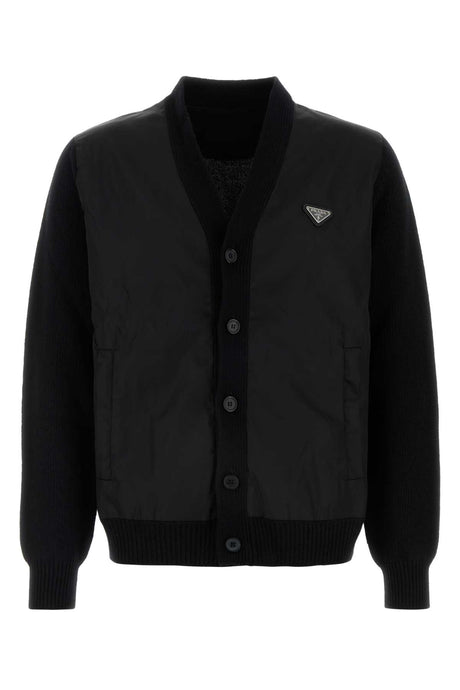 PRADA Classic Black Wool Blend Cardigan for Men