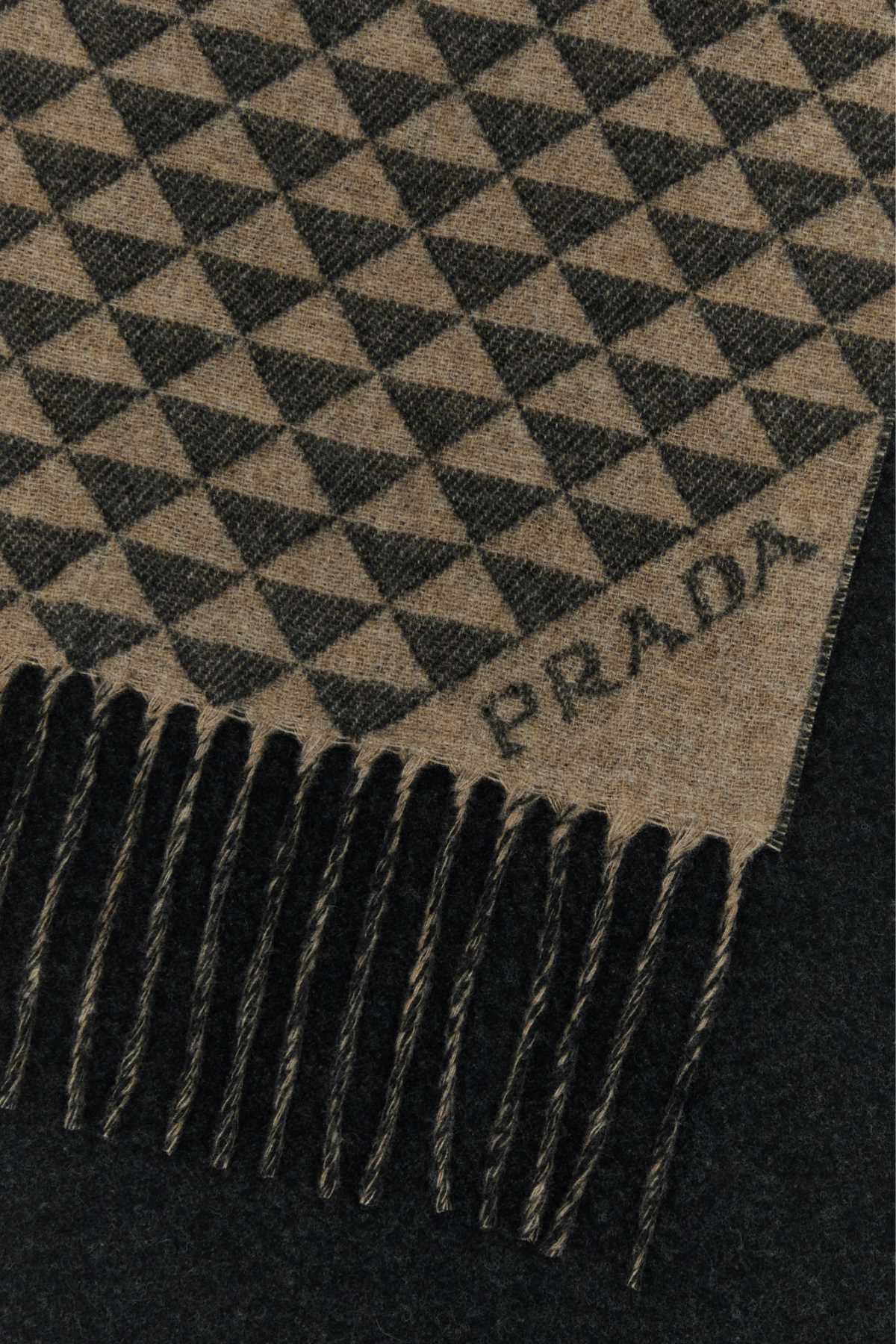 PRADA Embroidered Wool Blend Scarf - 190 cm x 28 cm