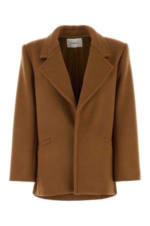 SAINT LAURENT Elegant Camel Wool Coat - Women's Outerwear