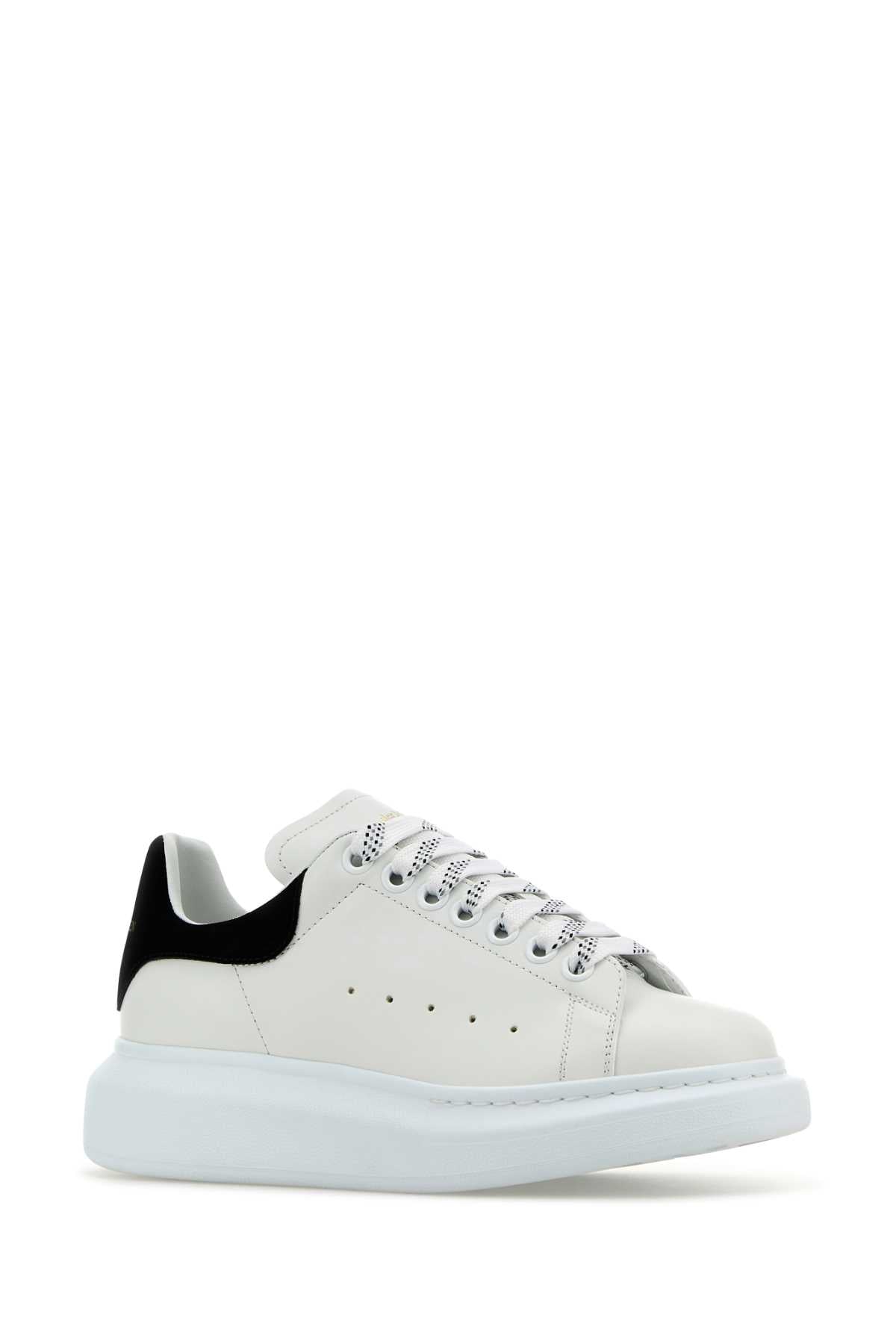 ALEXANDER MCQUEEN Classic White Leather Sneakers with Black Suede Accent