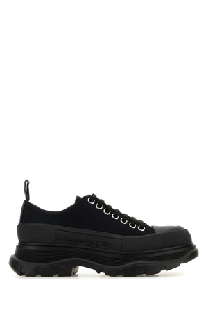 ALEXANDER MCQUEEN Luxe Black Canvas Tread Slick Sneakers for Women