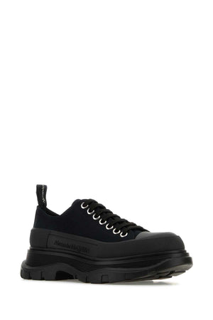 ALEXANDER MCQUEEN Luxe Black Canvas Tread Slick Sneakers for Women