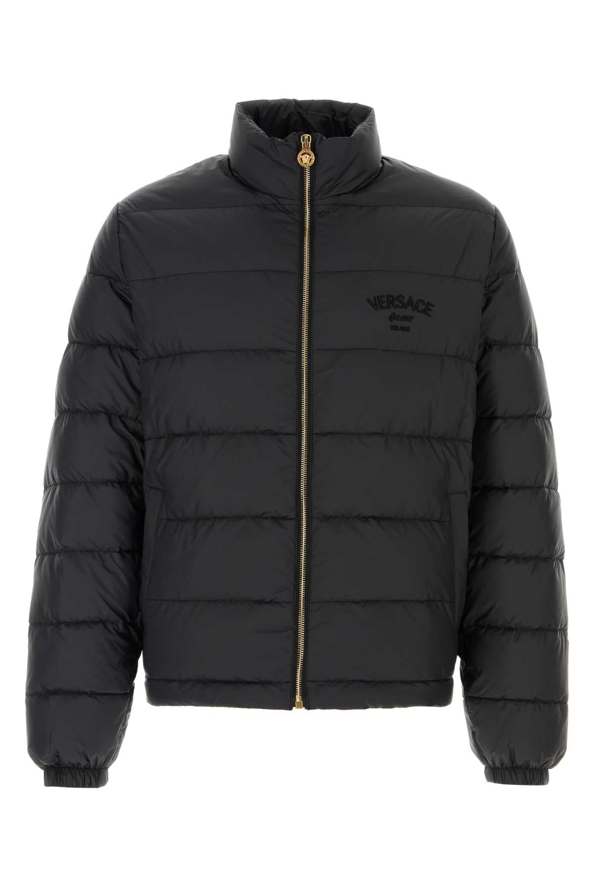 VERSACE Classic Black Nylon Down Jacket for Men