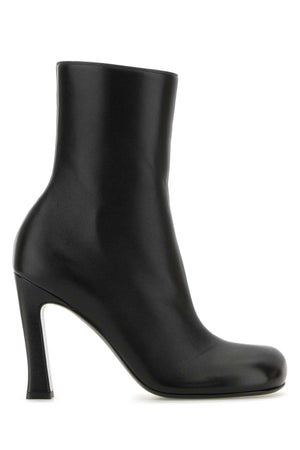 BOTTEGA VENETA Elegant Black Leather Ankle Boots with 10 cm Heel