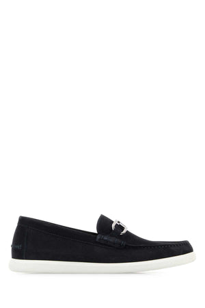 FENDI Midnight Blue Suede O Lock Light Loafers for Men