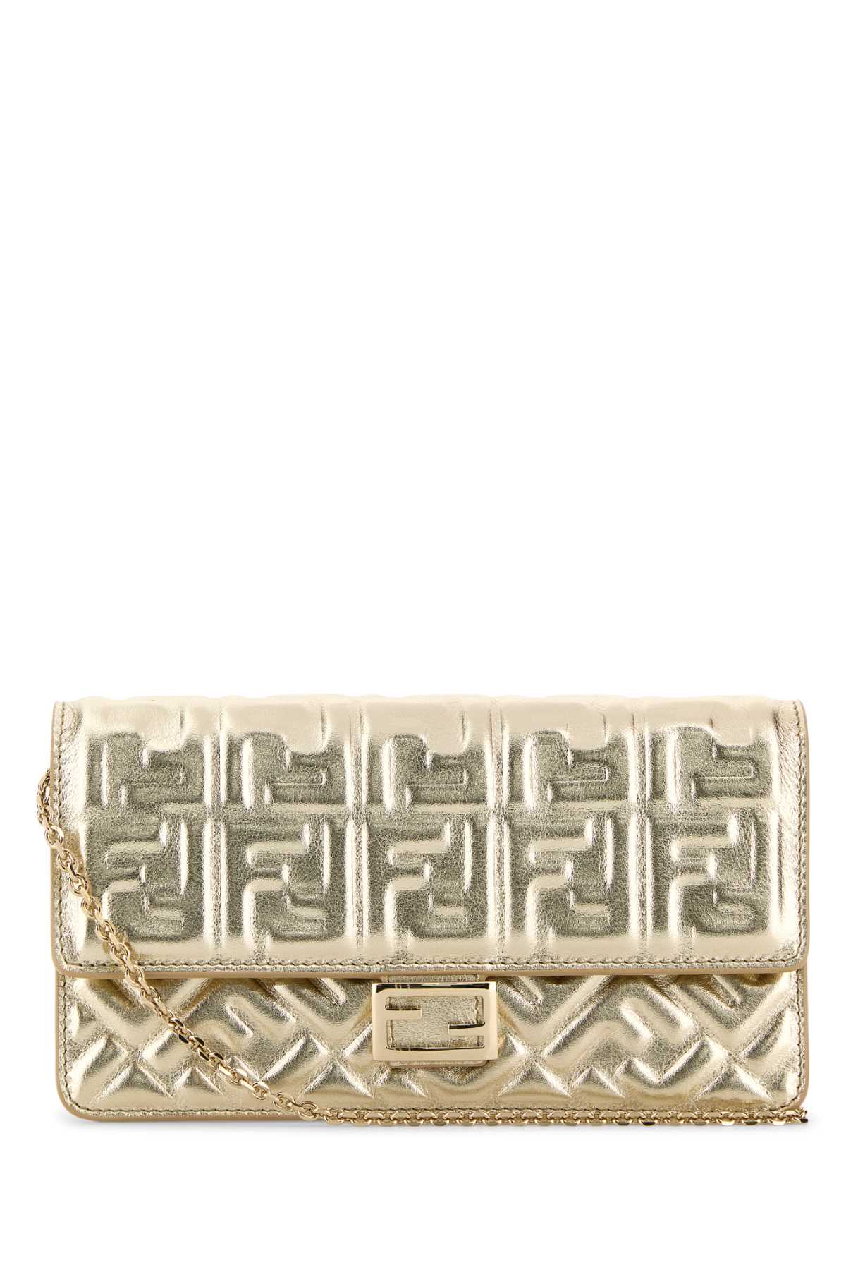 FENDI Mini Metallic Gold Nappa Leather Baguette Wallet