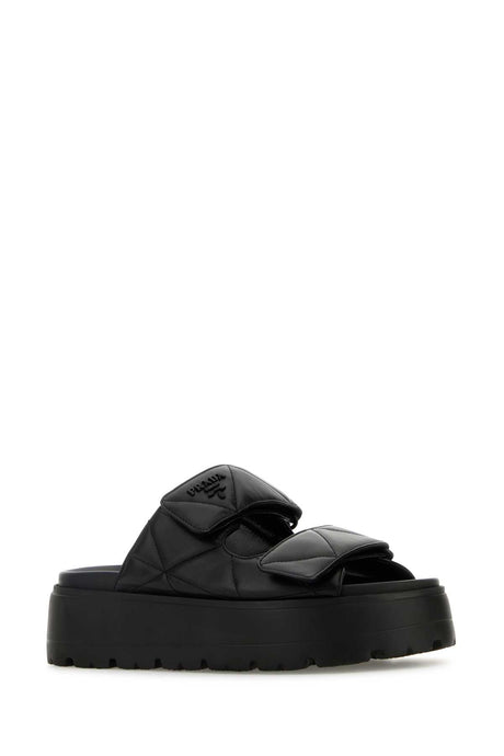 PRADA Elegant Nappa Leather Slippers with 5 cm Sole Height