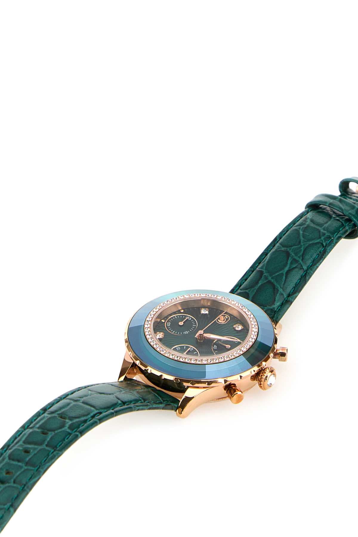 SWAROVSKI Chic Green Leather Octea Chrono Watch - 43 mm