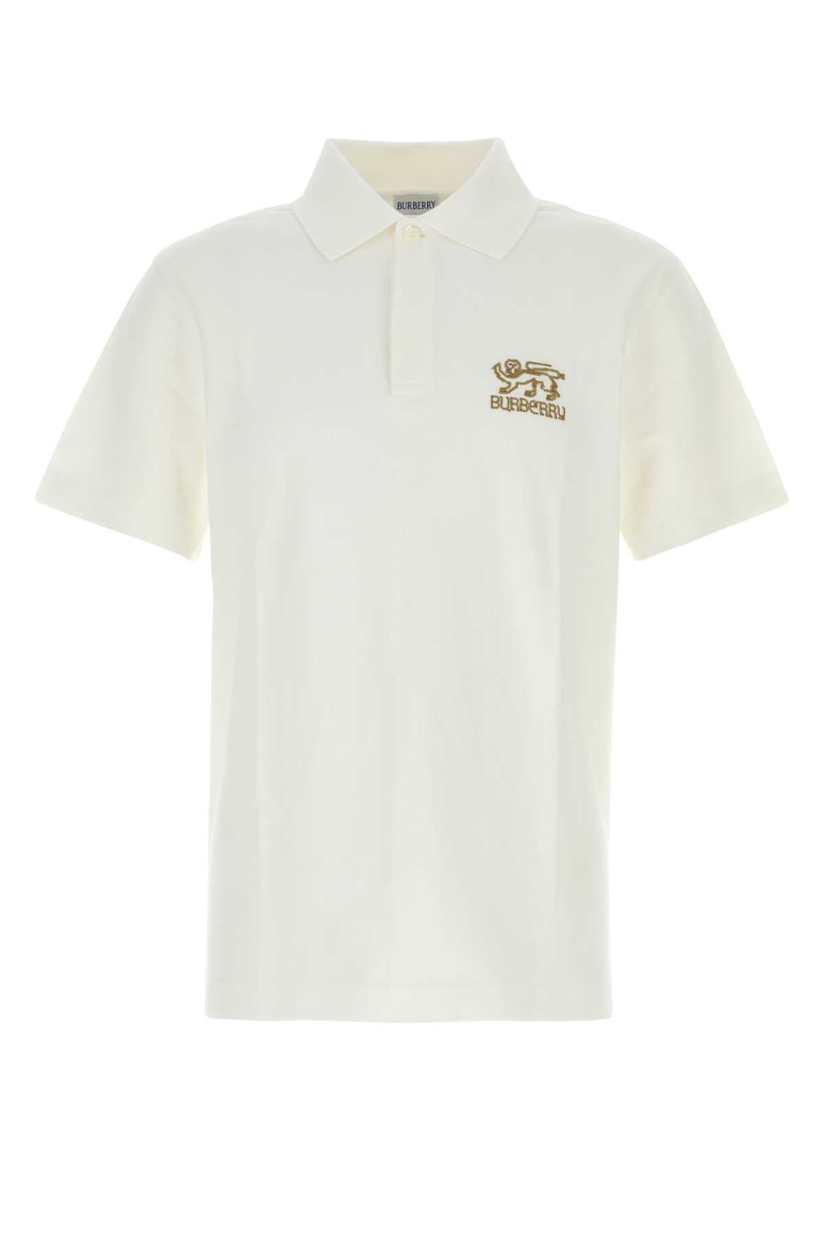 BURBERRY Classic White Pique Polo Shirt for Men