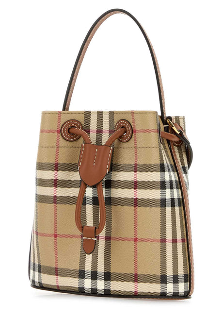 BURBERRY Elegant Printed Mini Check Bucket Handbag