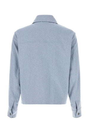 SALVATORE FERRAGAMO Light Blue Cotton Jacket for Men