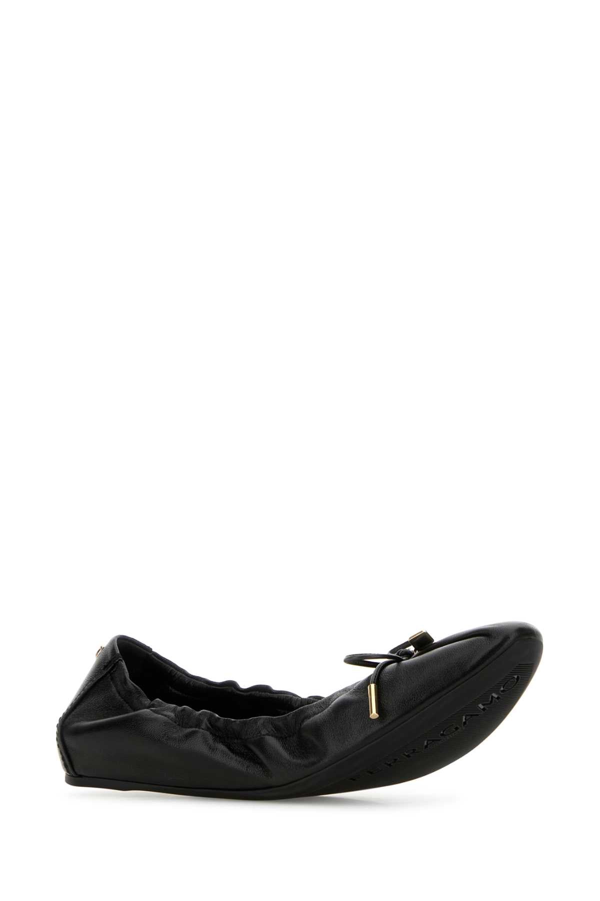 SALVATORE FERRAGAMO Elegant Black Leather Joelle Ballerinas for Women