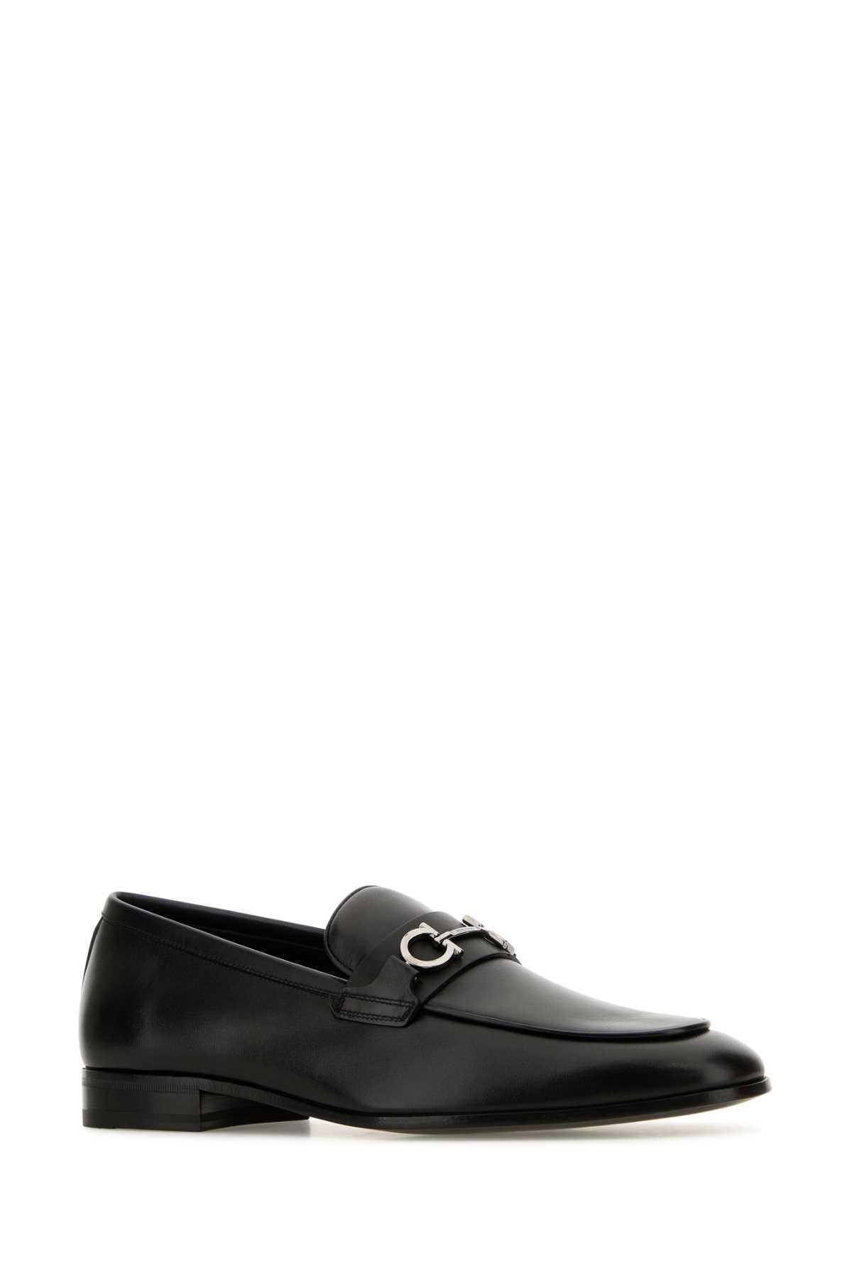 SALVATORE FERRAGAMO Classic Black Leather Loafers