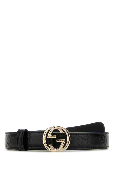 GUCCI Chic Black Leather Belt - 2 cm Height