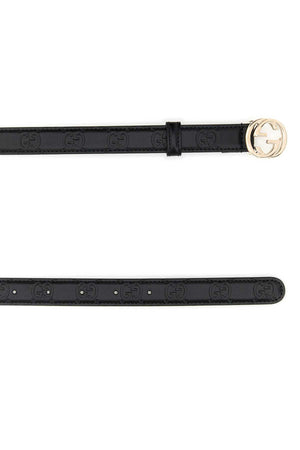 GUCCI Chic Black Leather Belt - 2 cm Height