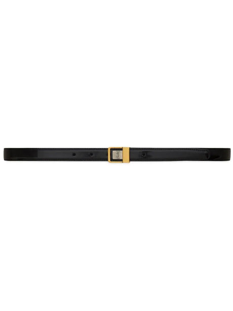 SAINT LAURENT PARIS Classic Slim Leather Belt - 2 cm Width