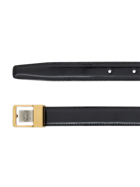 SAINT LAURENT PARIS Classic Slim Leather Belt - 2 cm Width