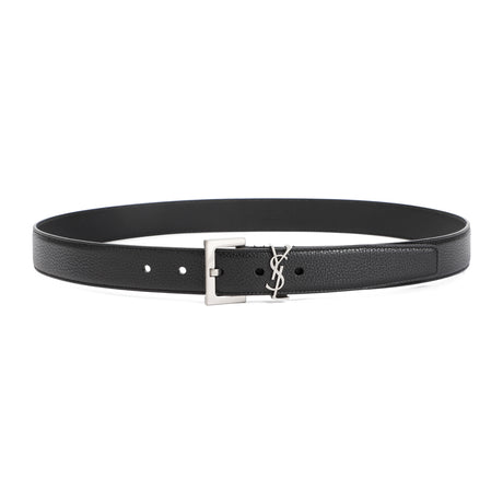 SAINT LAURENT Grained Leather Belt - 3cm Width