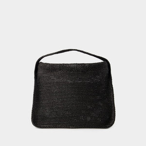 ALEXANDER WANG Ryan Large Black Leather-Trim Shoulder Bag for Women