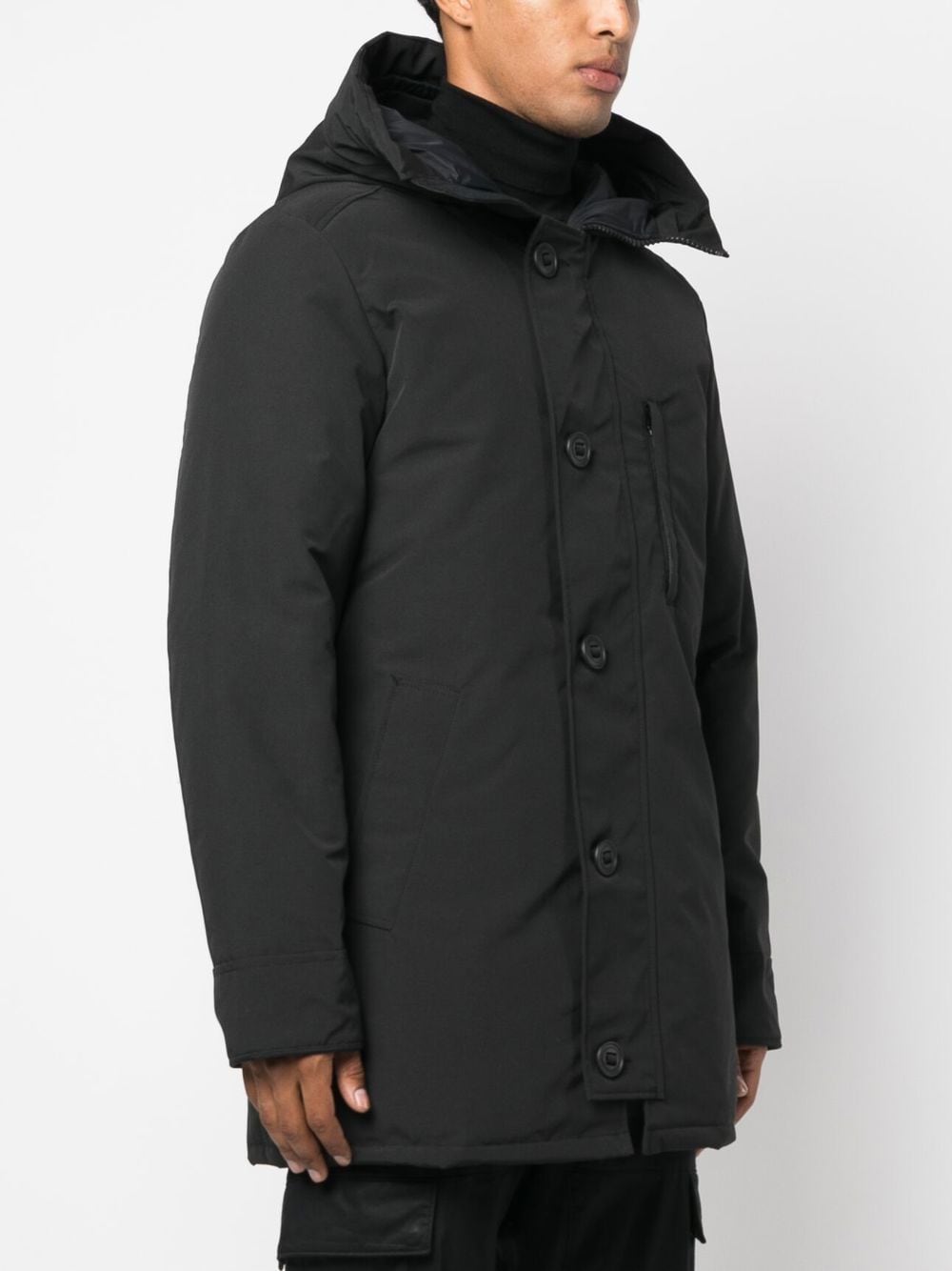 時尚男士黑色冬季保暖長版外套