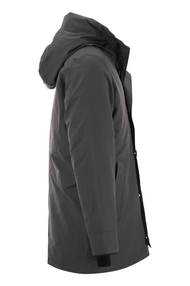 男士灰色連帽保暖厚棉風衣－FW23新品