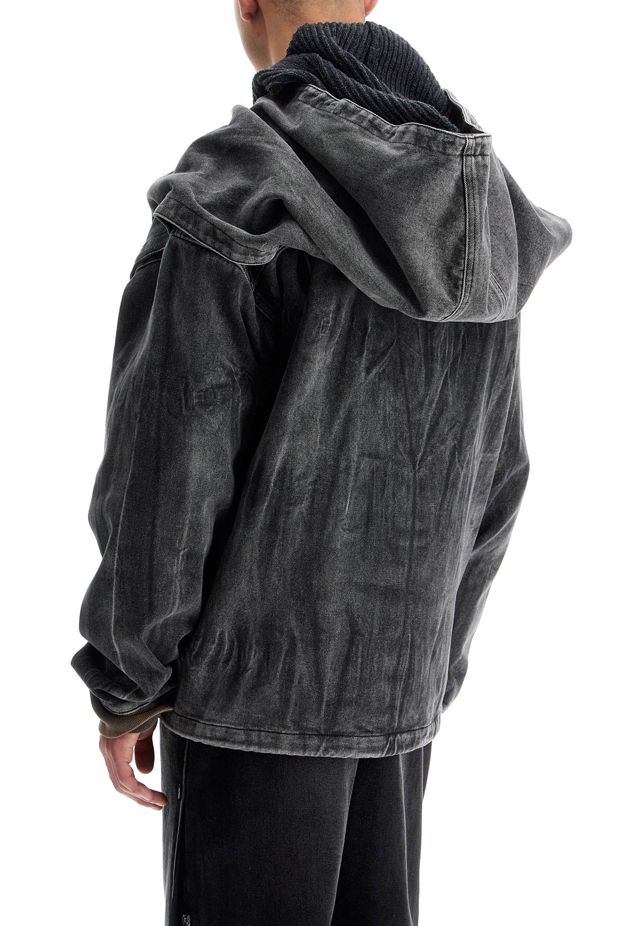 Y/PROJECT Distressed Denim Jacket with Removable Hood - Size M