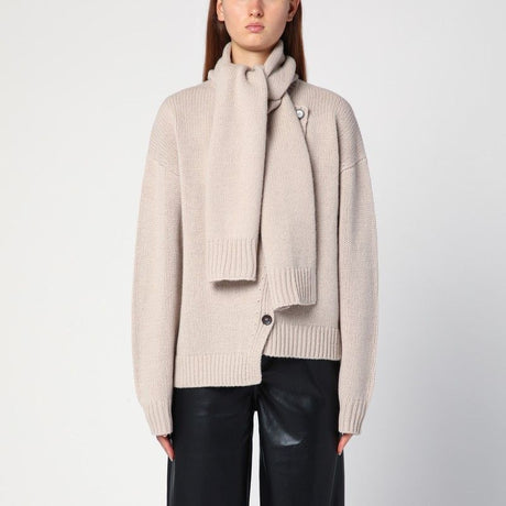 THE GARMENT Beige Wool Scarf Cardigan - Women's Mini Style FW24