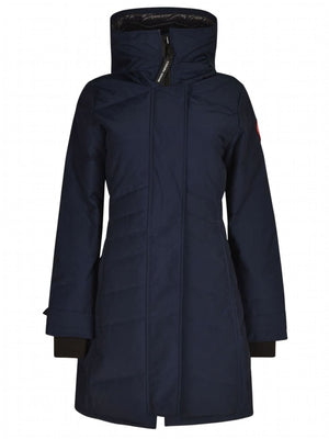 Sophisticated Blue Padded Parka Jacket with Inner Pockets for Women
