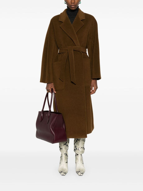 MAX MARA Wool Long Jacket with Detachable Waist Belt