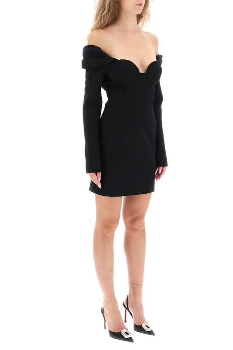 Stunning Wool Dress with Sweetheart and Off-the-Shoulder Neckline for Women