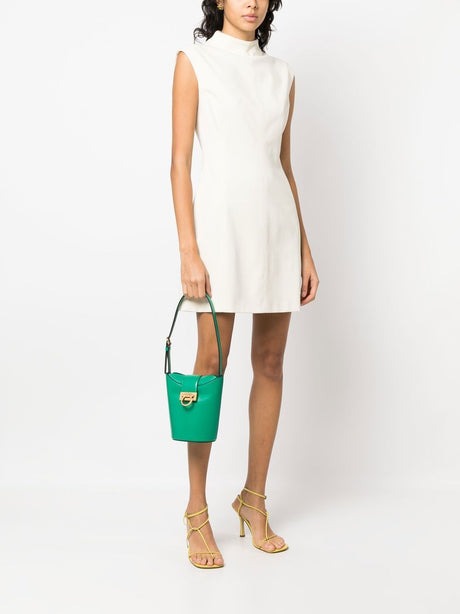 FERRAGAMO Bright Green 100% Leather Trifolio Bucket Handbag for Women - SS23 Collection