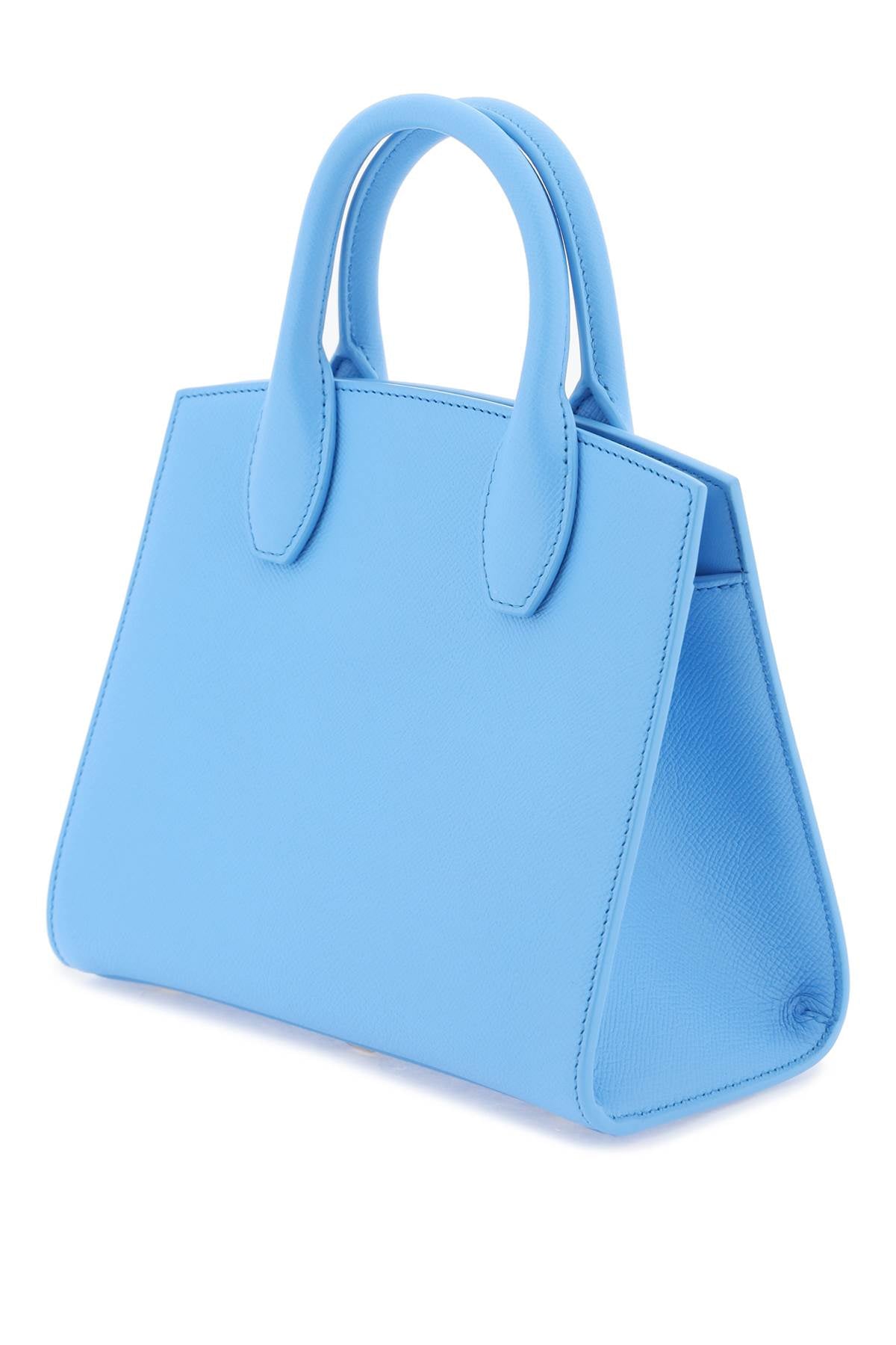 原色：嬌嫩淺藍色 Genuine Leather 迷你手提包，飾有Ferragamo品牌經典的Gancini鉤扣