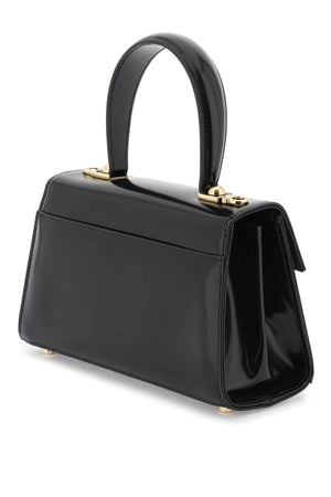 FERRAGAMO Iconic Black Calf Leather Top Handle Handbag for Women