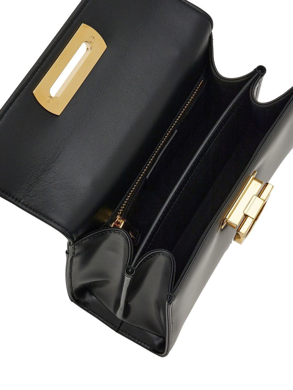 FERRAGAMO Iconic Black Calf Leather Top Handle Handbag for Women