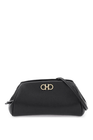 Luxurious Black Leather Gancini Hook Clutch for Women