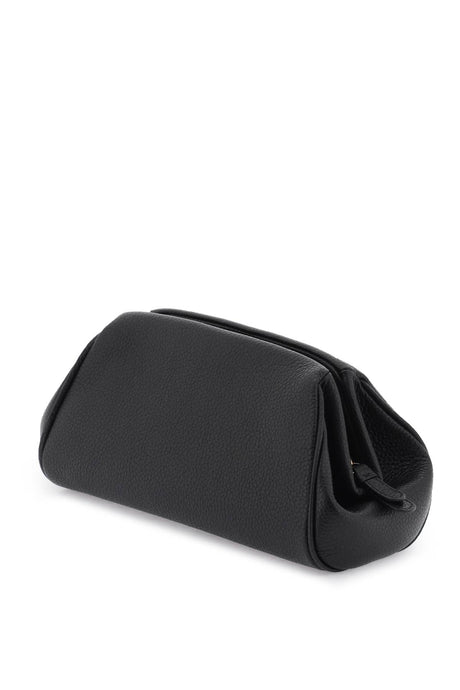 Luxurious Black Leather Gancini Hook Clutch for Women