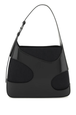 Smooth Leather Shoulder Handbag with Cut-Out Details for Women